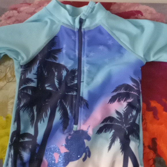 Limited Too Other - Limited Too Blue and Pink Rashguard with Tropical Design